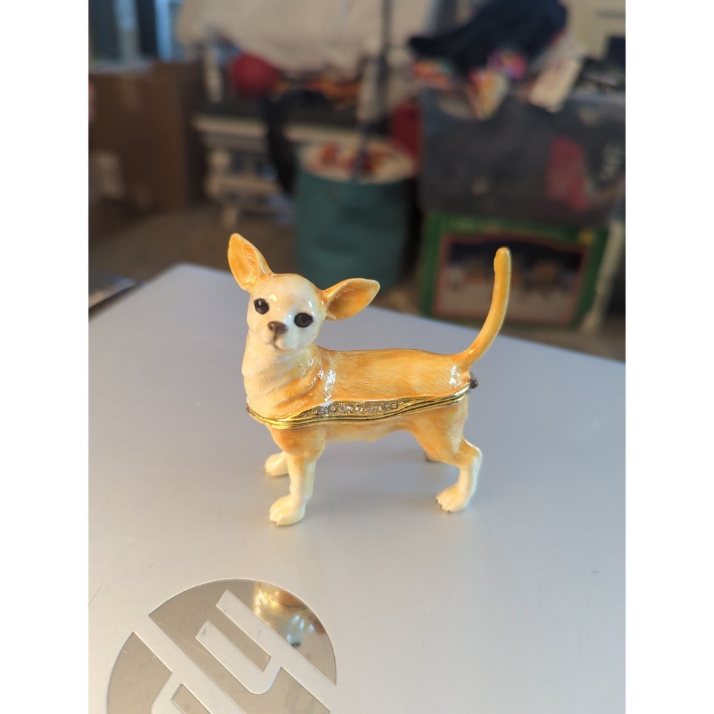 Jere Luxury Giftware Bejeweled SAMSON Chihuahua Trinket Box